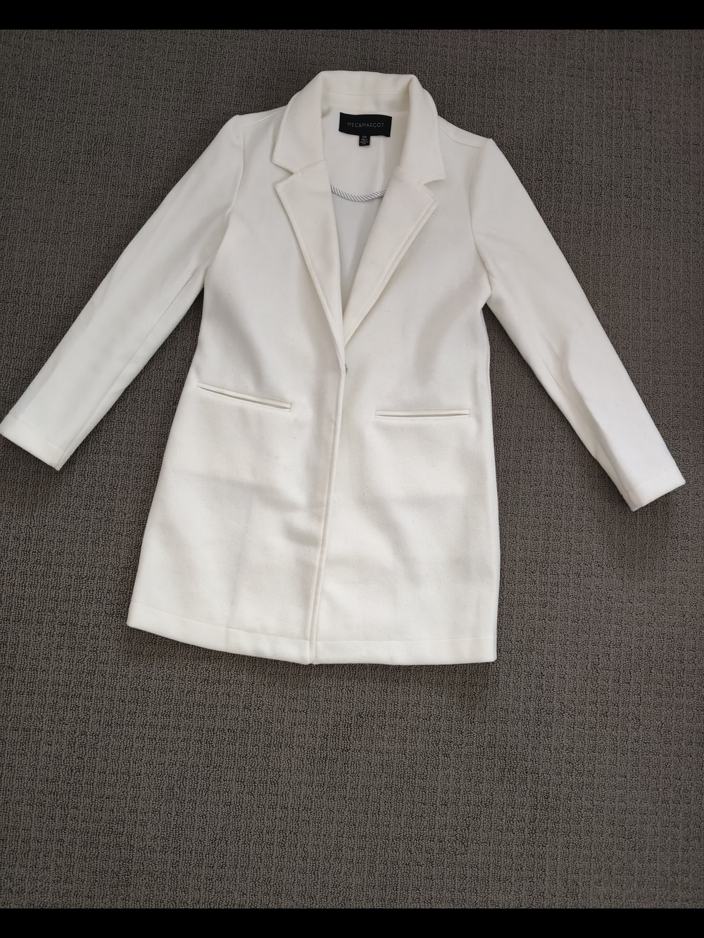 MEG&MARGOT Women's Cream Tailored Long Blazer Coat